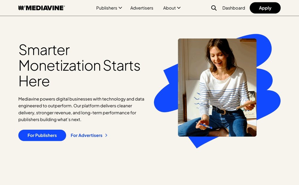 Mediavine ad network homepage