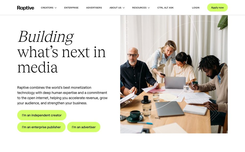 Raptive (formerly AdThrive) homepage