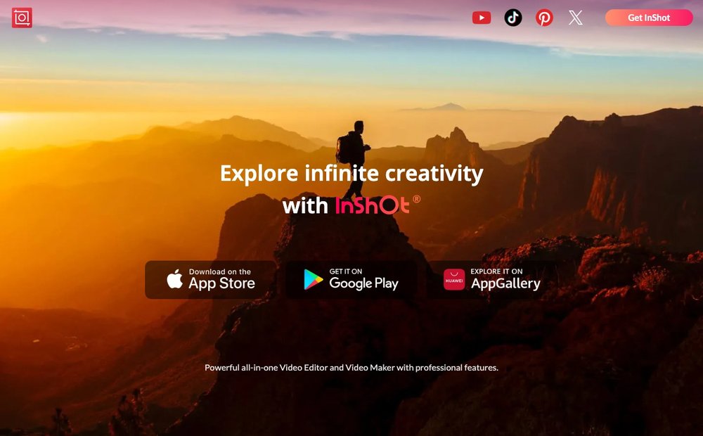 InShot video editor homepage