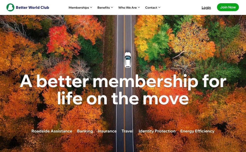 Better World Club homepage