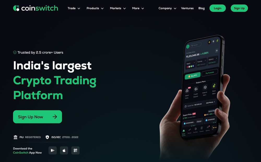 CoinSwitch homepage