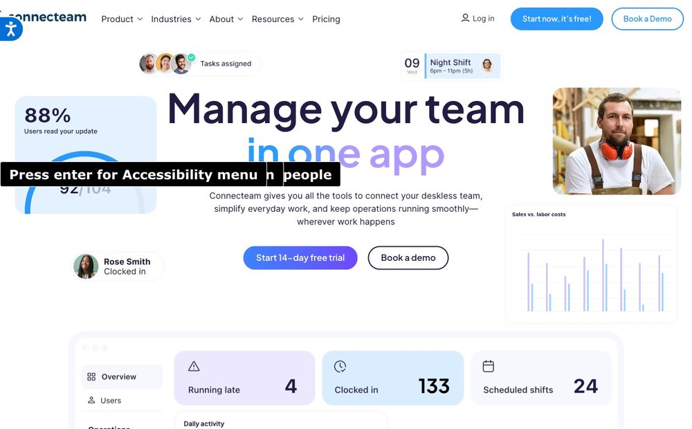 Connecteam scheduling app homepage