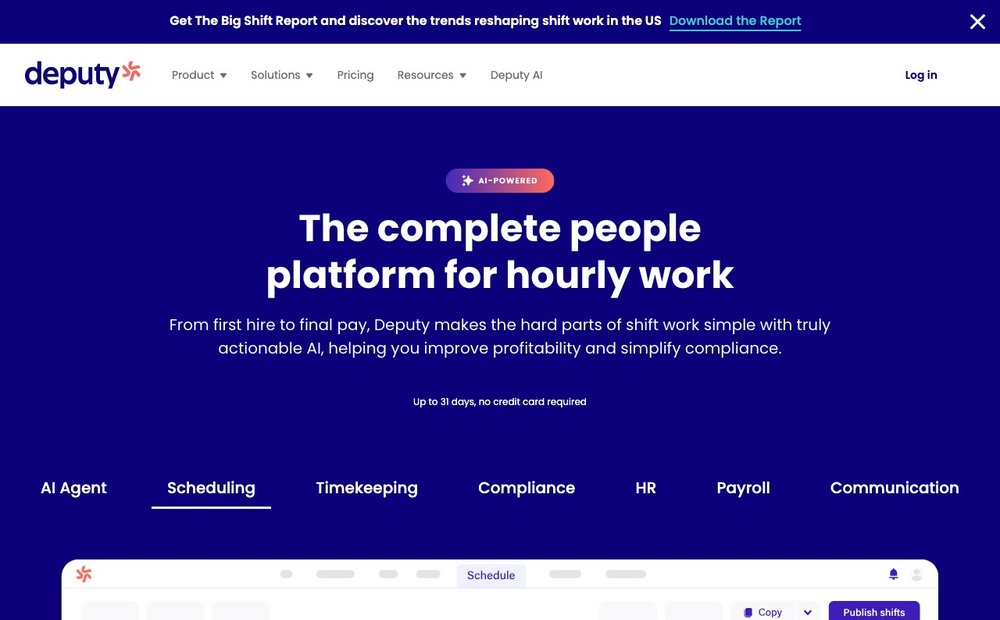 Deputy scheduling homepage
