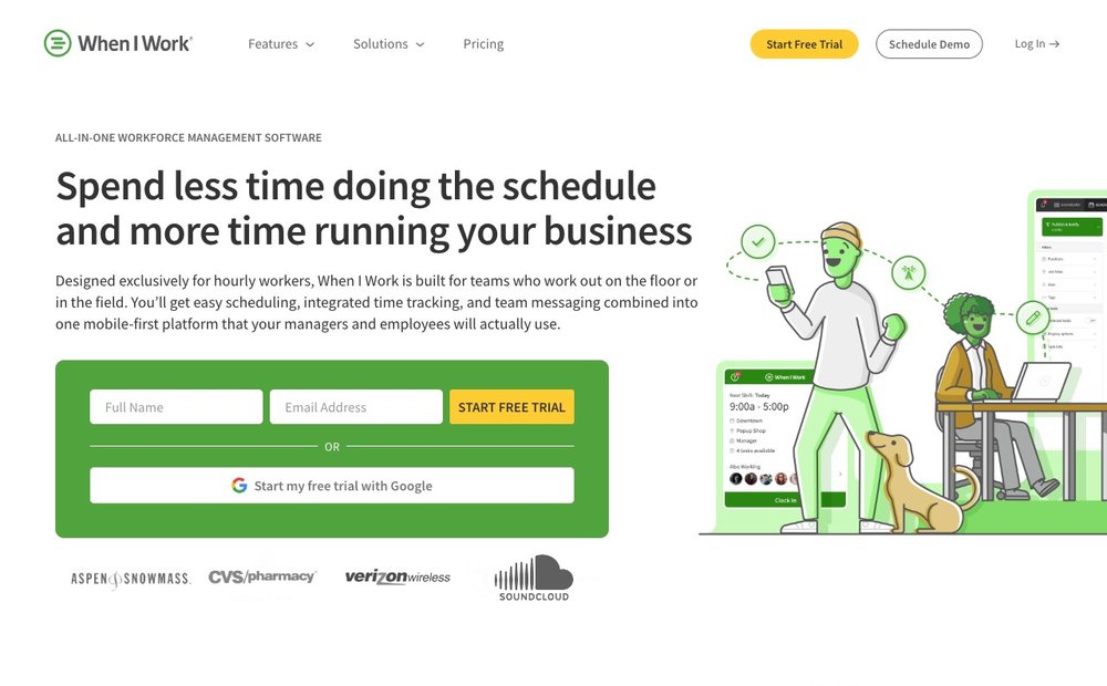 When I Work scheduling homepage