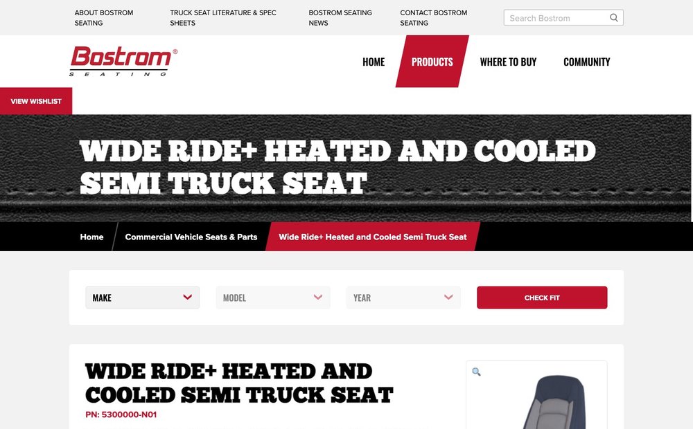 Bostrom Wide Ride+ page
