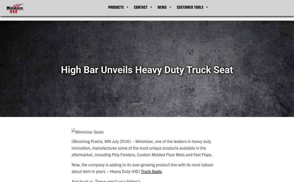 Minimizer truck seats