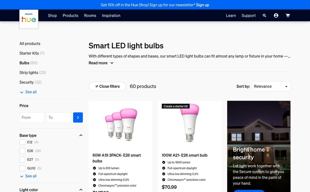 Philips Hue website