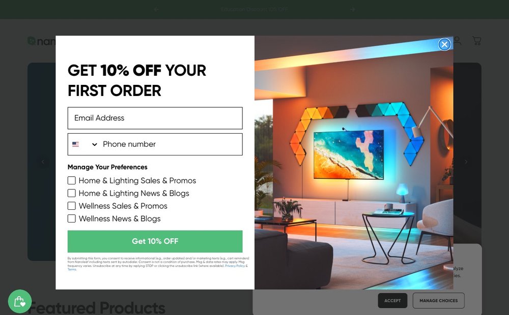 Nanoleaf homepage