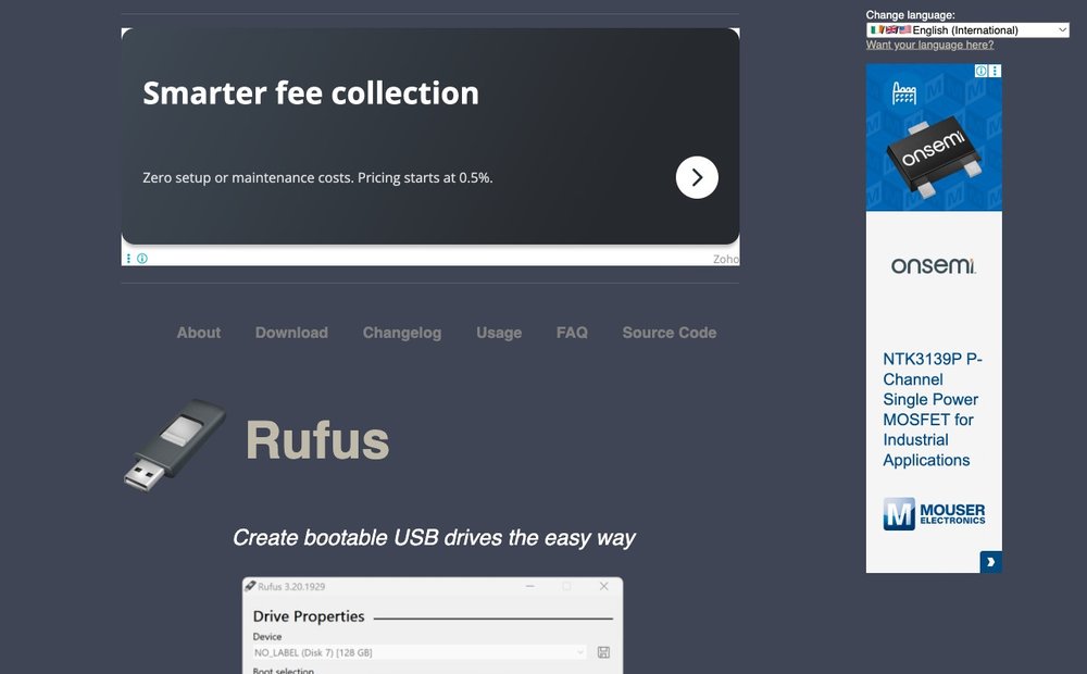 Rufus bootable USB tool