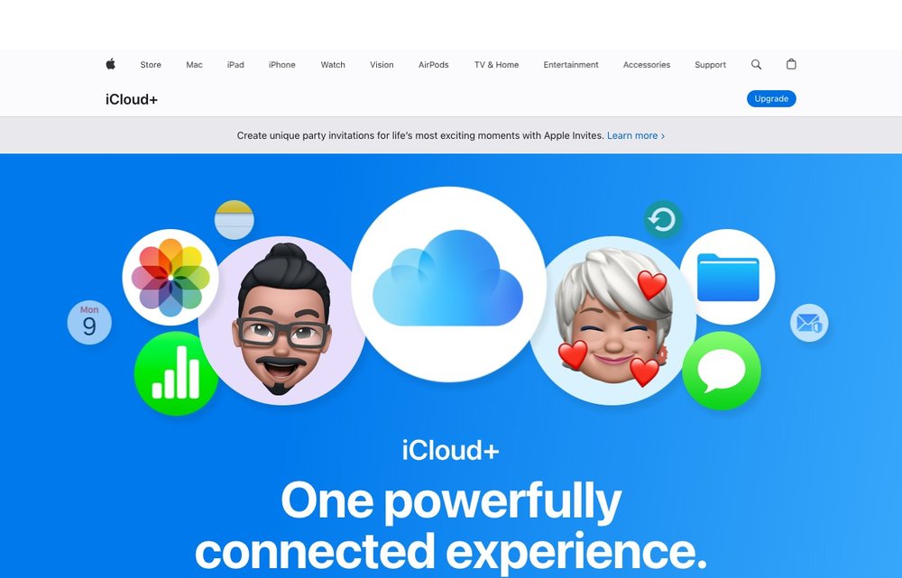 Apple iCloud+ homepage