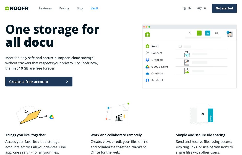 Koofr homepage