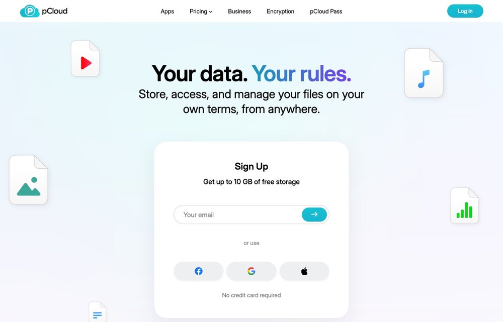 pCloud homepage