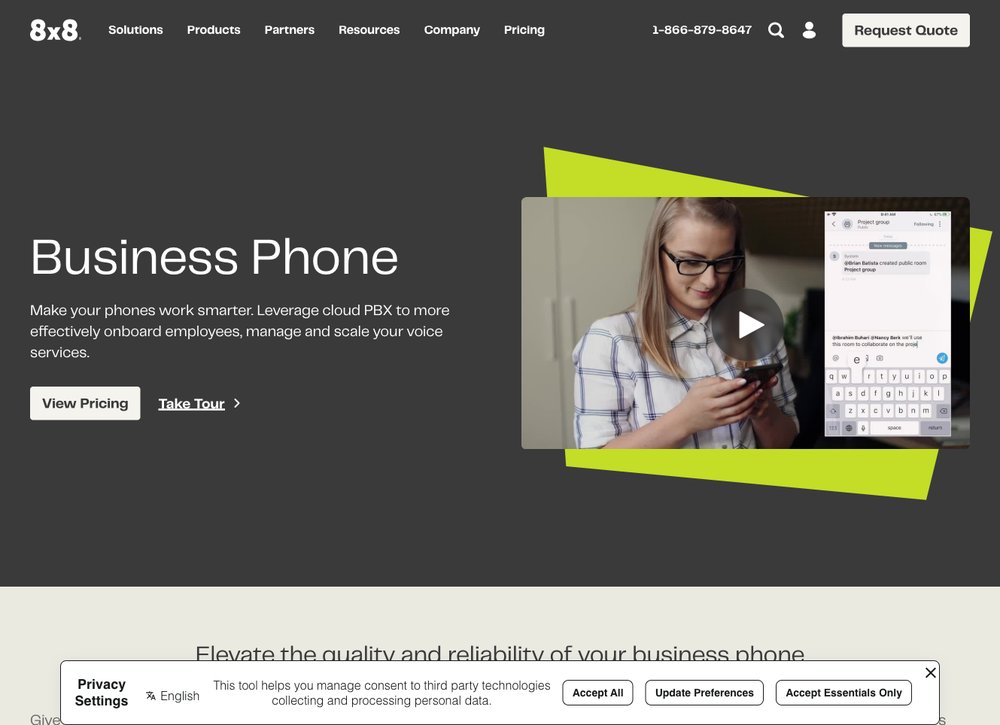8x8 business phone system screenshot