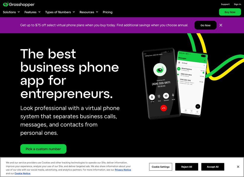Grasshopper business phone system screenshot