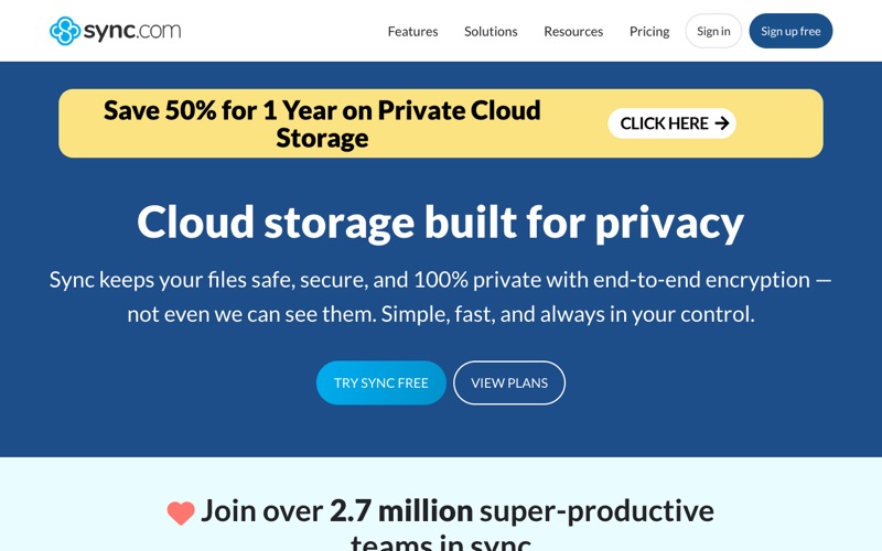 Sync.com private cloud storage