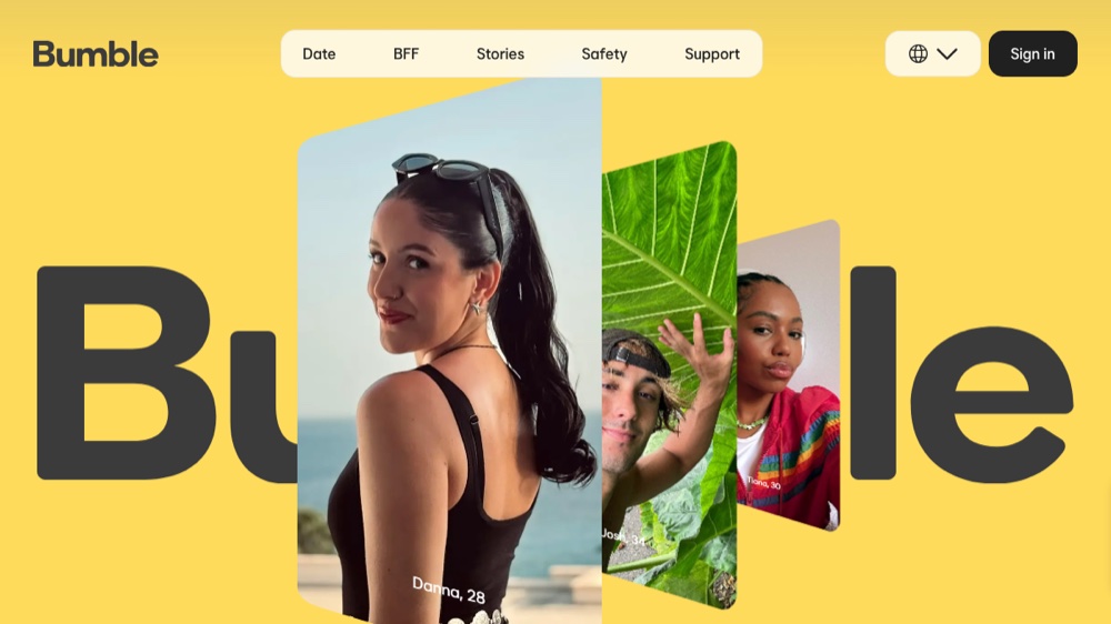 Bumble app homepage screenshot