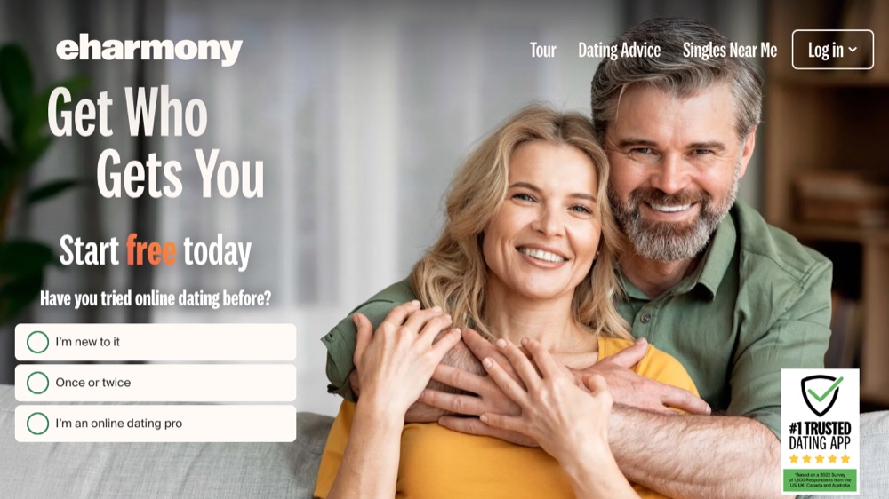 eHarmony app homepage screenshot
