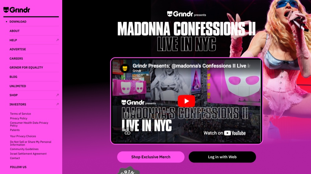 Grindr app homepage screenshot