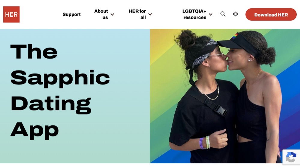HER app homepage screenshot