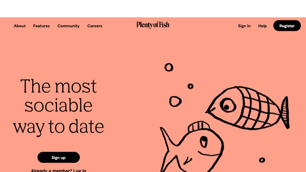 Plenty of Fish (POF) app homepage screenshot