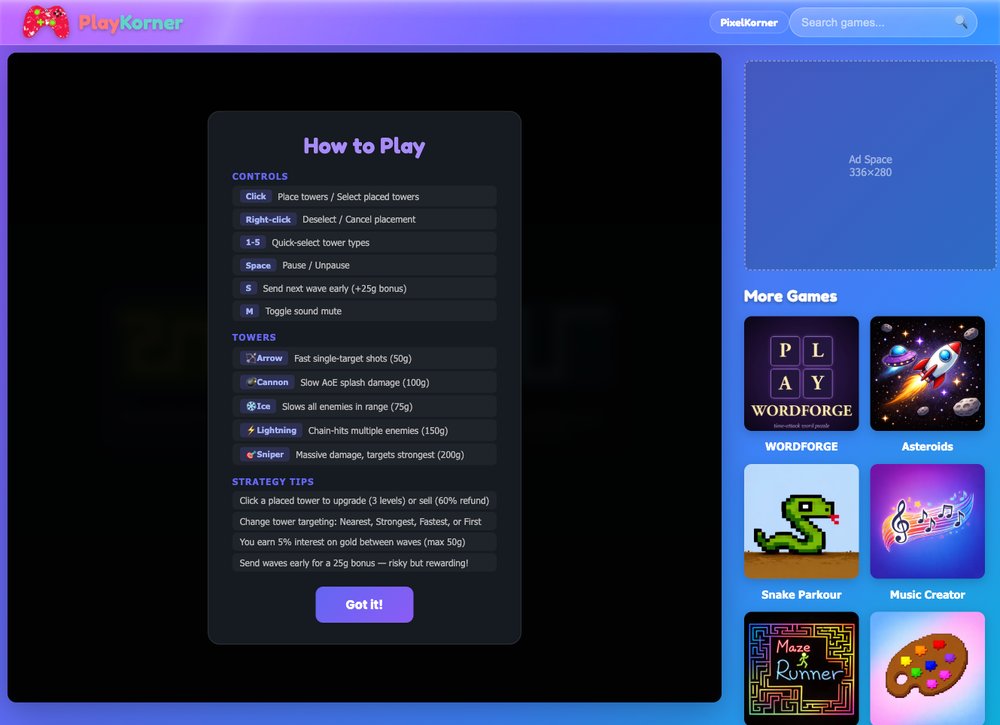 Tower Defense HTML5 game screenshot