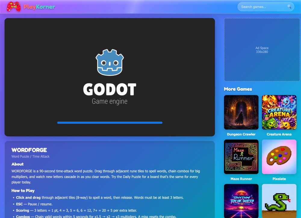 Wordforge HTML5 game screenshot