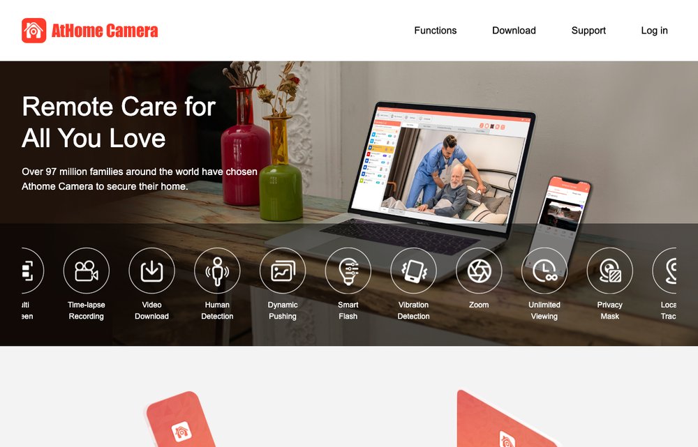 AtHome Camera app homepage screenshot