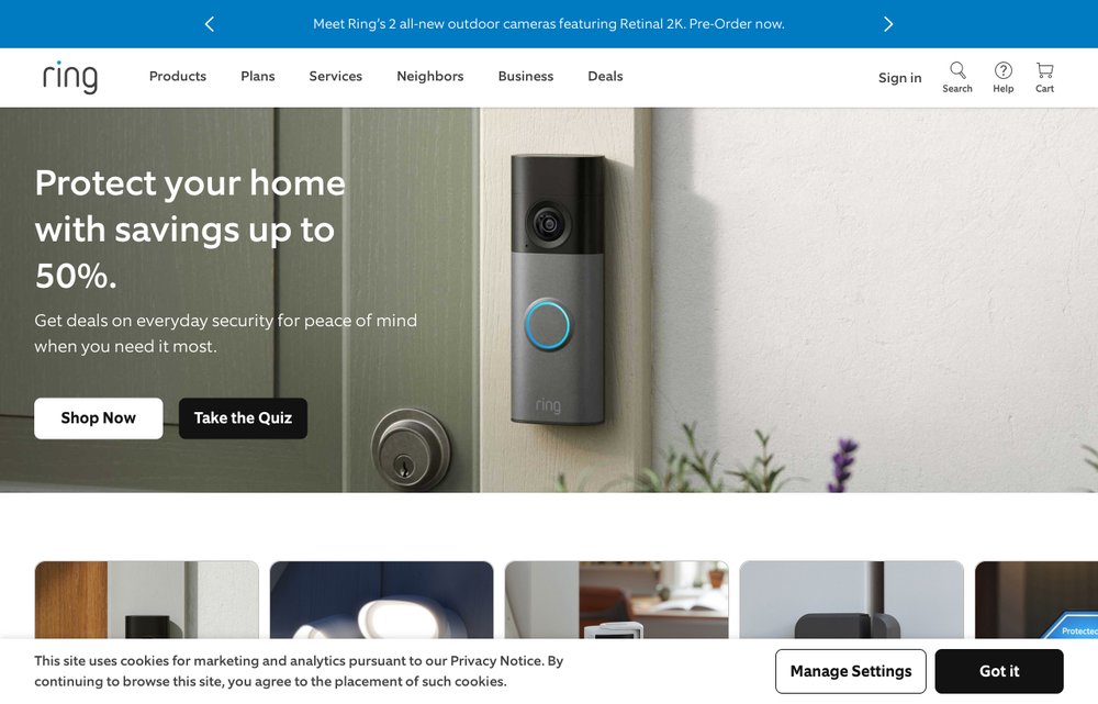 Ring app homepage screenshot