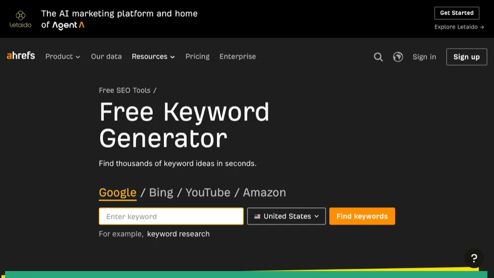Ahrefs Free Keyword Generator