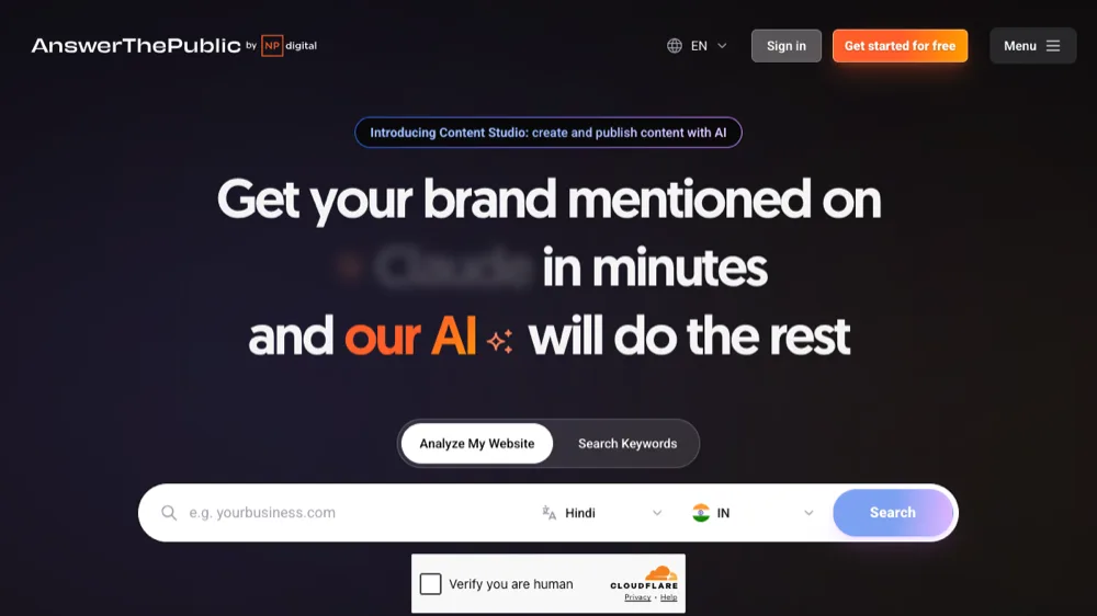 AnswerThePublic keyword tool