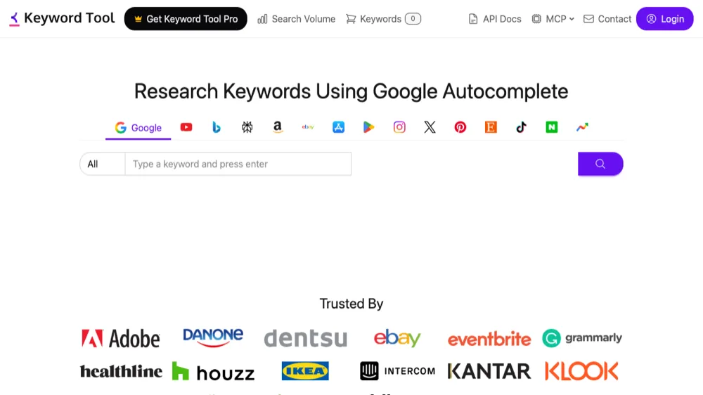 Keyword Tool.io autocomplete keyword research