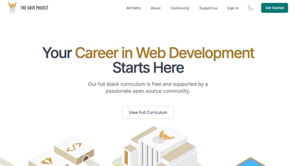 The Odin Project homepage screenshot