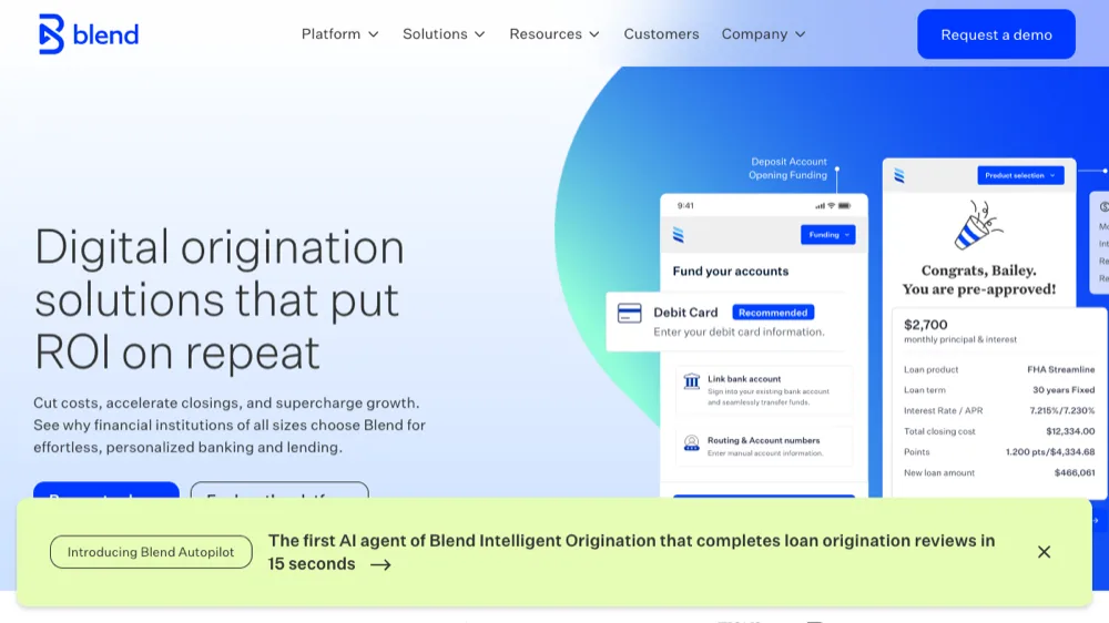 Blend digital origination platform