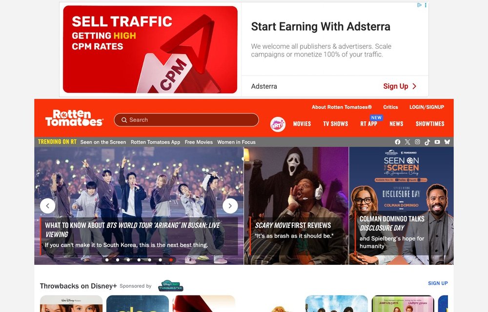 Rotten Tomatoes homepage