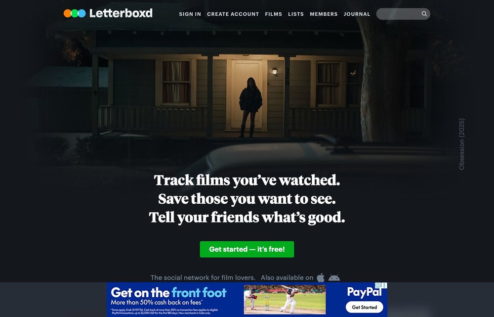 Letterboxd homepage