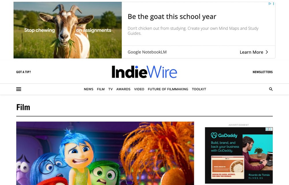 IndieWire homepage