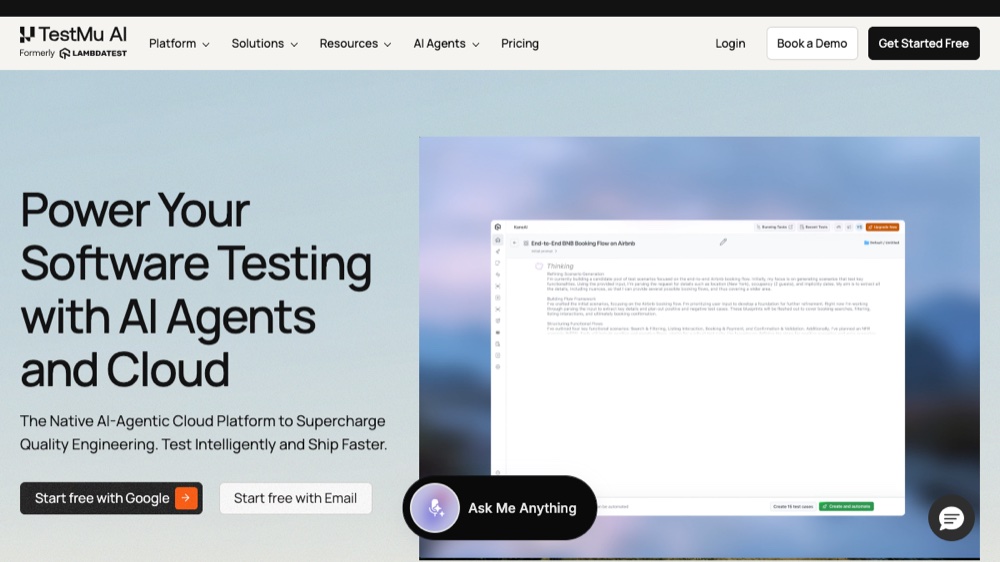 TestMu AI, formerly LambdaTest screenshot