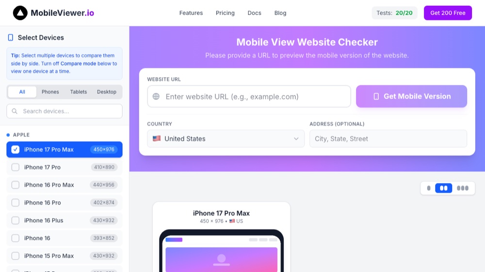 MobileViewer.io screenshot