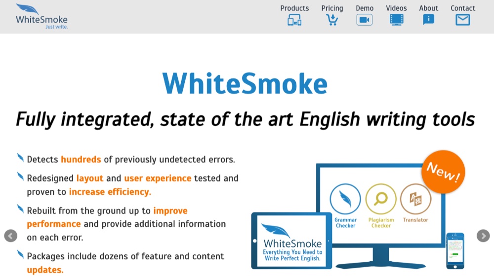 WhiteSmoke homepage screenshot