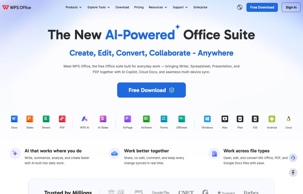 WPS PDF Converter homepage screenshot