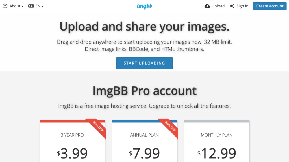 ImgBB homepage screenshot