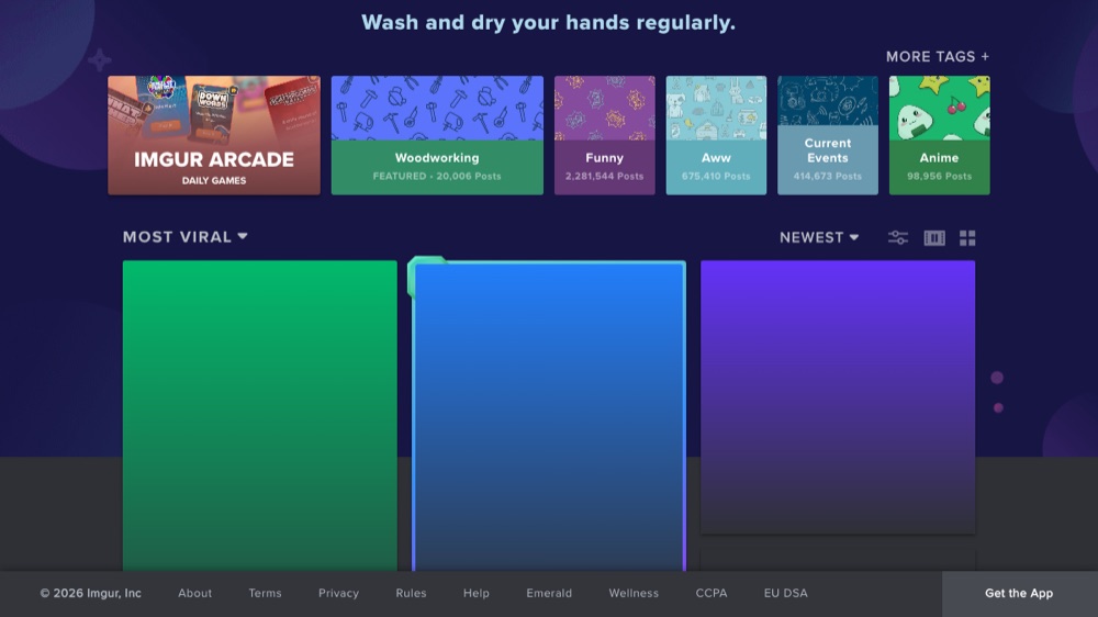 Imgur homepage screenshot