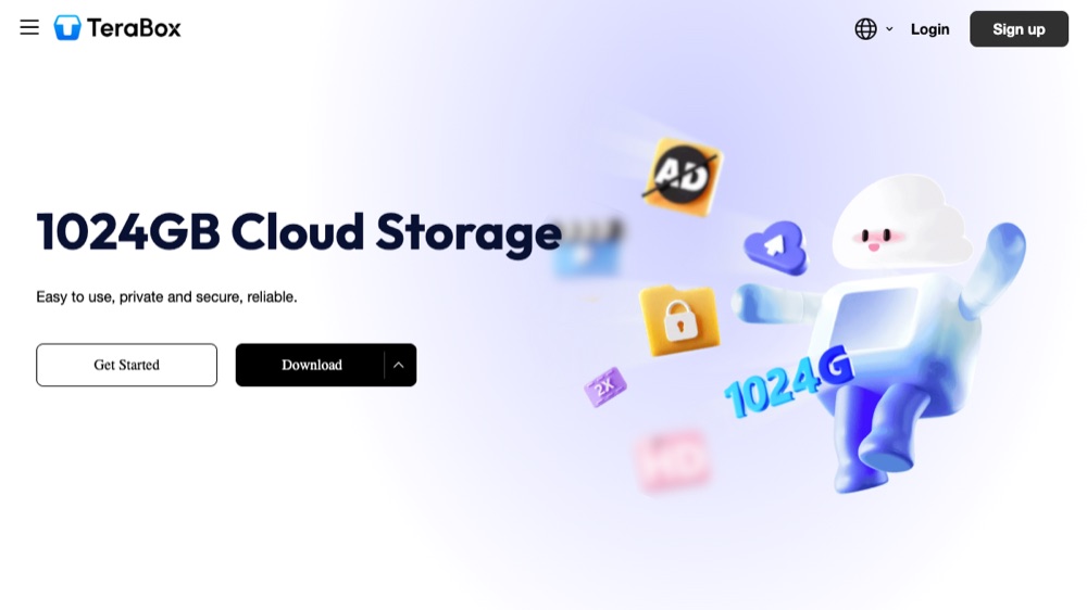 TeraBox homepage screenshot
