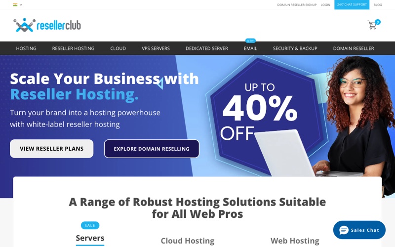 ResellerClub India homepage