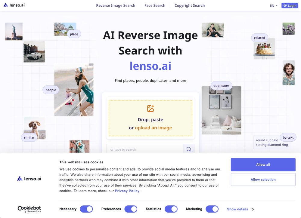Lenso.ai reverse image search screenshot