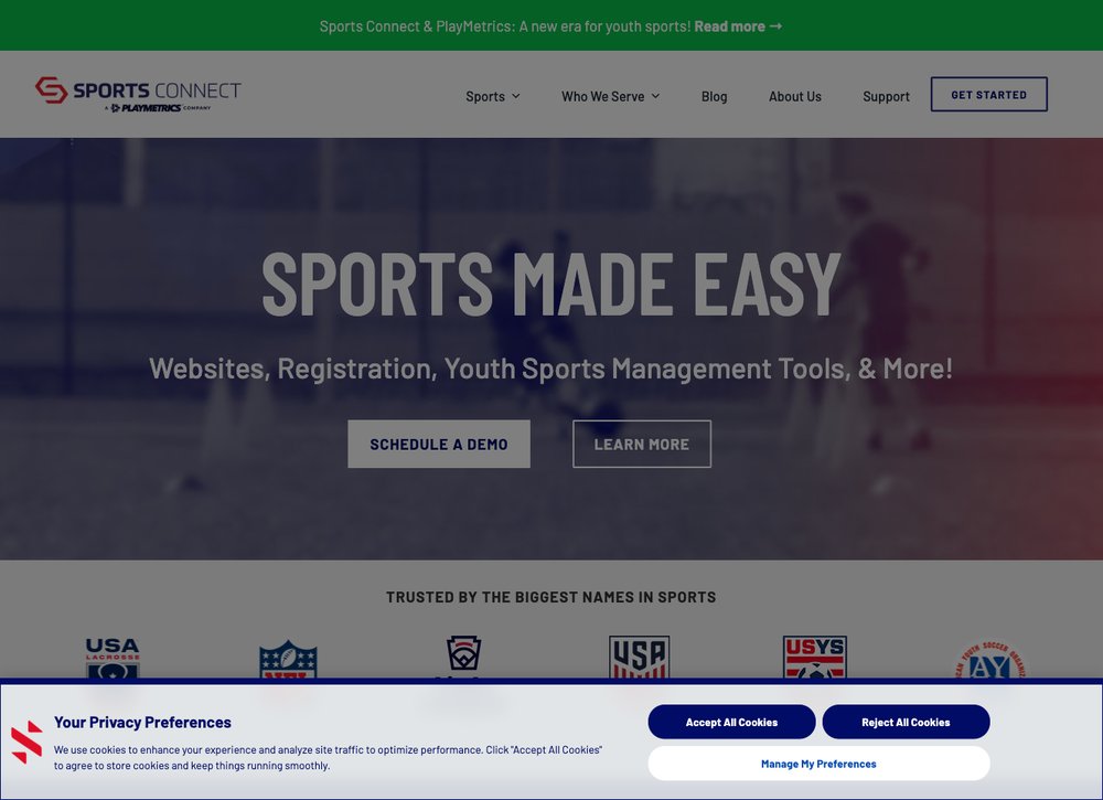 Sports Connect online registration and league management