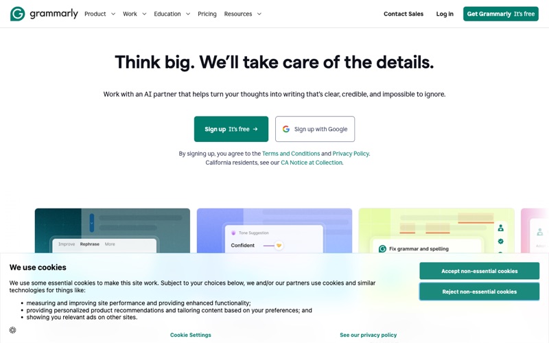 Grammarly Free Version spell checker screenshot