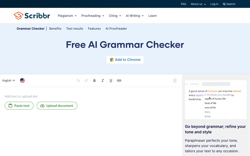 Scribbr spell checker screenshot