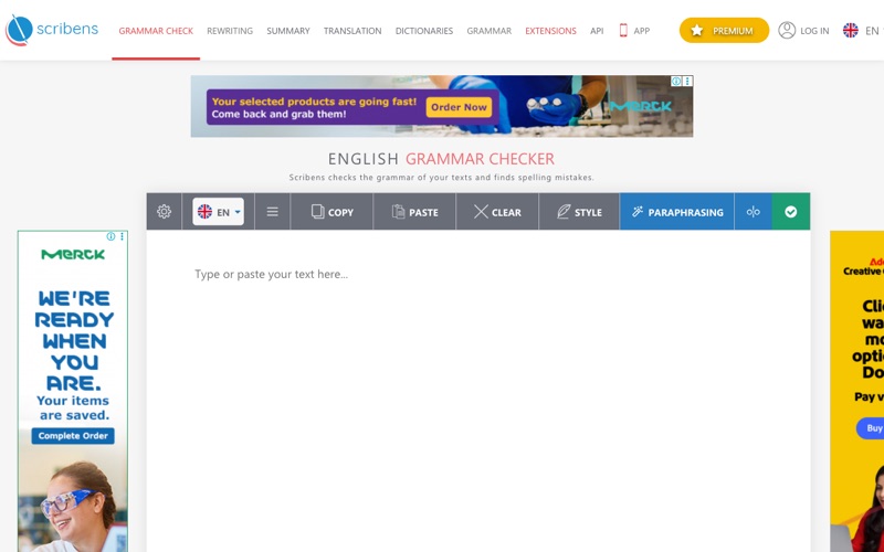 Scribens spell checker screenshot