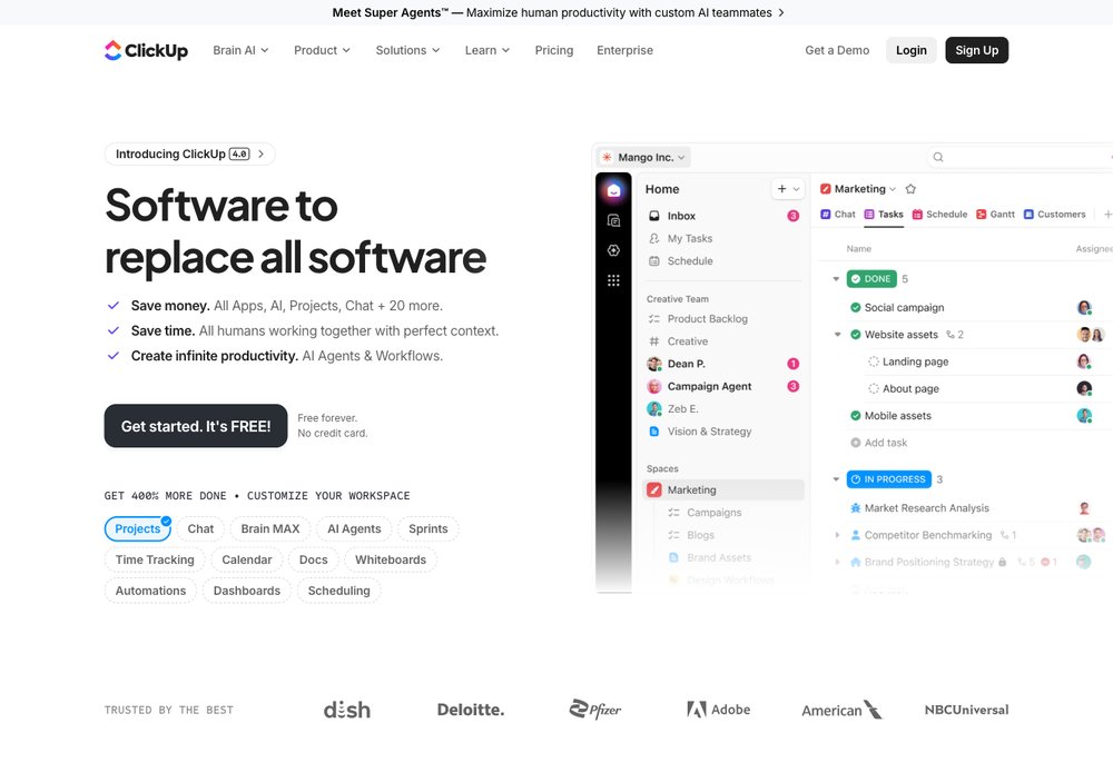 ClickUp all-in-one project management with sprints